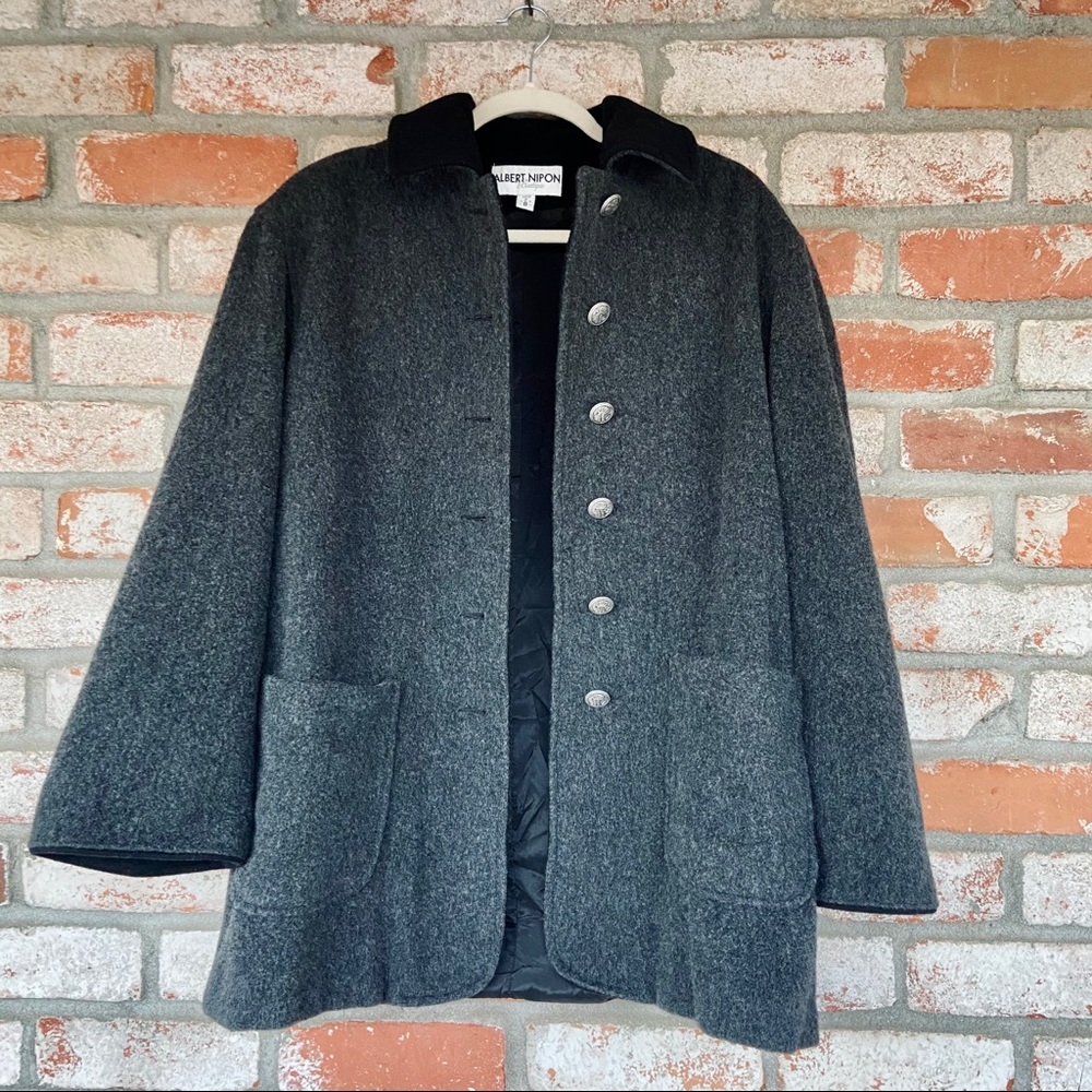 ALBERT NIPON Gray Wool Pea Coat